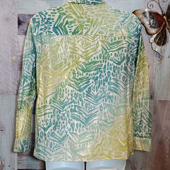 Ruby Rd Sz 22W Plus Sparkly Leopard Print Button Down Blouse 524 - Picture 5 of 8